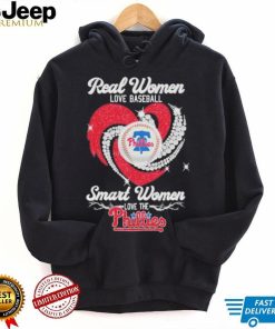 Official Real Women Love Baseball Smart Women Love The Phillies Diamond Heart 2023 Shirt