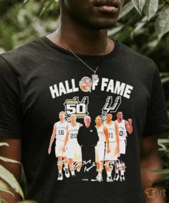 Official San Antonio Spurs 50th Anniversary Hall Of Fame Signatures Shirt