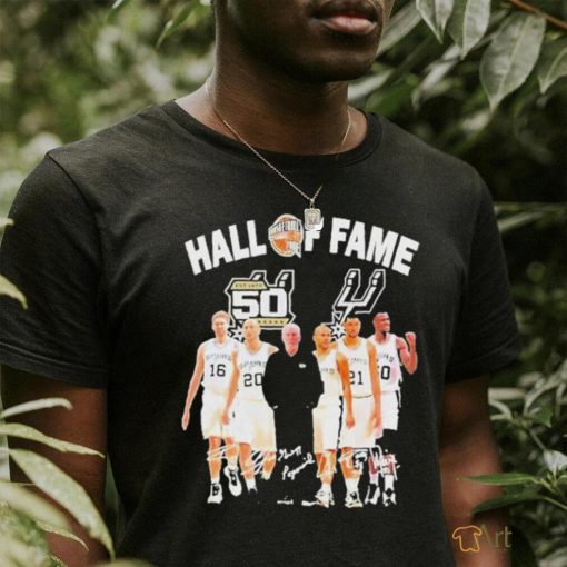 Official San Antonio Spurs 50th Anniversary Hall Of Fame Signatures Shirt