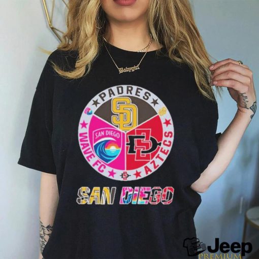 Official San Diego Sports Teams Shirt Padres Aztecs And Wave Fc Logo Shirt