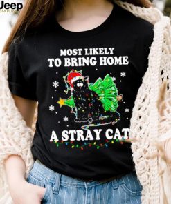 Official Santa Cat Most Likely To Bring Home A Stray Cat Matching Christmas Shirt