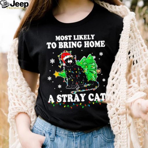 Official Santa Cat Most Likely To Bring Home A Stray Cat Matching Christmas Shirt