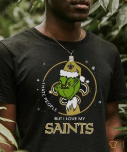 Official Santa Grinch I Hate People But I Love My New Orleans Saints Christmas Shirt