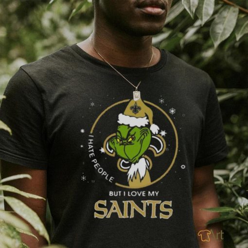 Official Santa Grinch I Hate People But I Love My New Orleans Saints Christmas Shirt