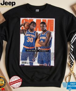 Official Slam 232 Julius Randle + Rj Barrett Restore The Feeling Tee Shirt Josh Hart shirt