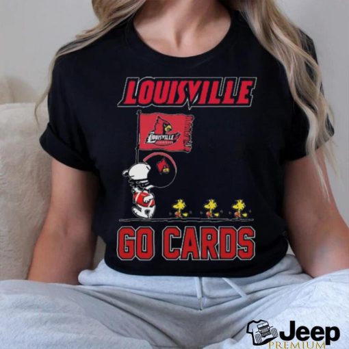 Official Snoopy And Woodstock Louisville Go Cards Flag T shirt