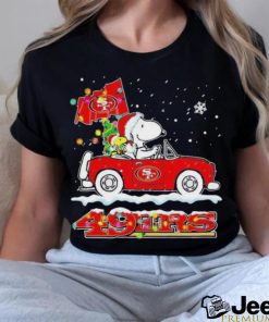 Official Snoopy and Woodstock driving car San Francisco 49ers Christmas shirt