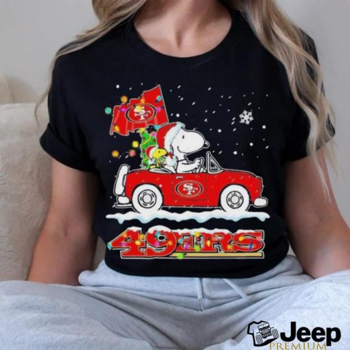 Official Snoopy and Woodstock driving car San Francisco 49ers Christmas shirt