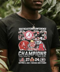 Official Southeastern Conference 2023 Champions Alabama Crimson Tide 27 24 Georgia Bulldogs T Shirt