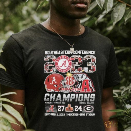 Official Southeastern Conference 2023 Champions Alabama Crimson Tide 27 24 Georgia Bulldogs T Shirt