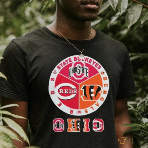 Official State Buckeyes, Bengals And Reds Ohio Sports Teams Logo Shirt