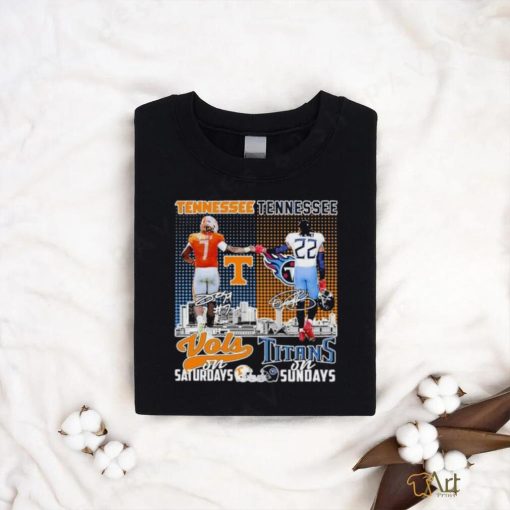 Official Tennessee Vols On Saturdays Tennessee Titans On Sundays Signatures Shirt