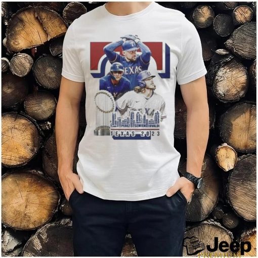 Official Texas Rangers Skyline 2023 World Series Capital One Shirt