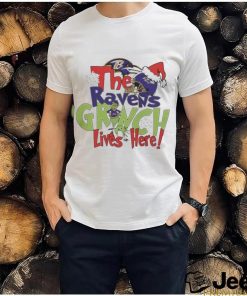 Official The Baltimore Ravens Grinch Lives Here Christmas T Shirt