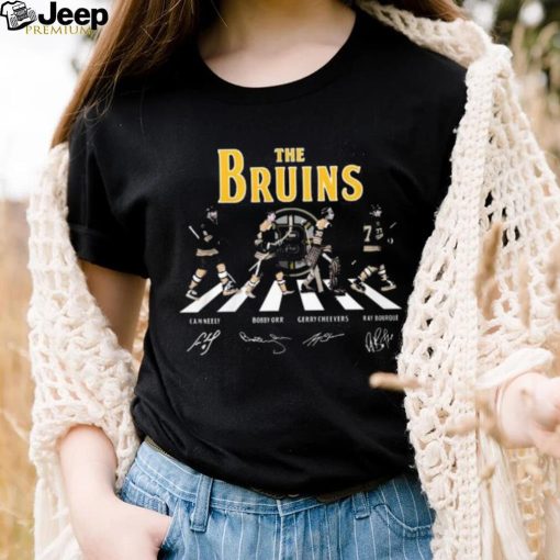 Official The Bruins abbey road Cam Neely Bobby Orr Gerry Cheevers Ray Bourque signatures shirt