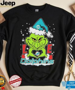 Official The Grinch Love Heart Miami Dolphins Football Christmas 2023 Shirt