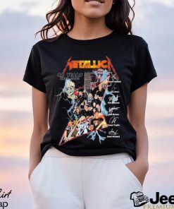 Official The Metallica guitar 42 years 1981 – 2023 member signatures shirt