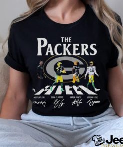 Official The Packers Abbey Road Matt Lafleur Sean Clifford Aaron Rodgers And Jordan Love Signatures Shirt