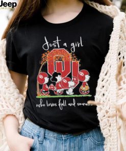 Official The Peanuts Just a girl who loves fall and Sooners Shirt