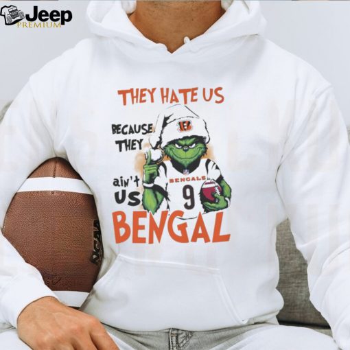 Official They Hate Us Bengals Joe Burrow Santa Grinch Christmas Shirt