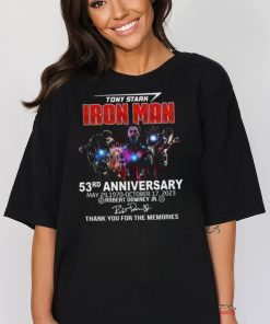 Official Tony Stark Iron Man 53rd Anniversary May 29, 1970 October 17, 2023 Thank You For The Memories Shirt