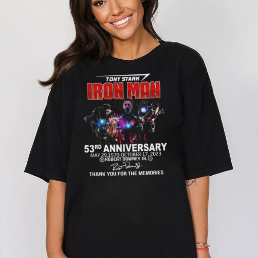 Official Tony Stark Iron Man 53rd Anniversary May 29, 1970 October 17, 2023 Thank You For The Memories Shirt