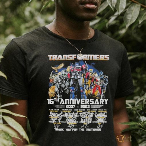 Official Transformers 16th anniversary 2007 – 2023 signature thank you for the memories T Shirt