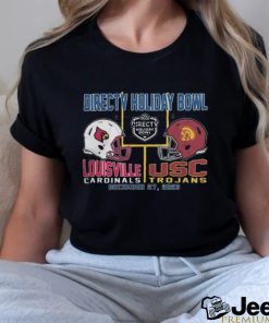 Official USC Trojans Vs Louisville Cardinals Black Football Holiday Bowl Bound 2023 Dueling Helmet Shirt