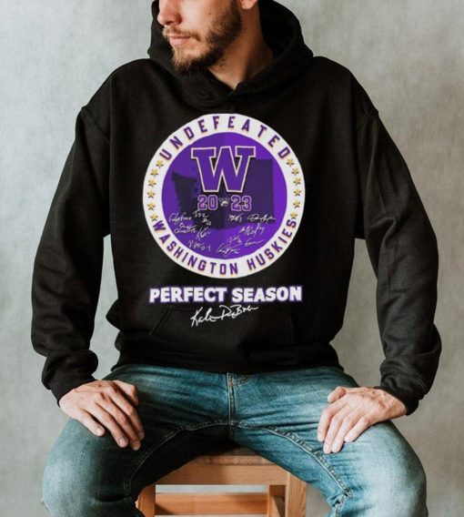 Official Undefeated 2023 Washington Huskies Perfect Season Signatures Shirt