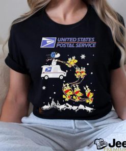 Official United states postal service santa Snoopy and reindeer Woodstock Christmas shirt