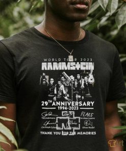 Official World Tour 2023 Rammstein 29th Anniversary 1994 – 2023 Thank You For The Memories Signatures T Shirt