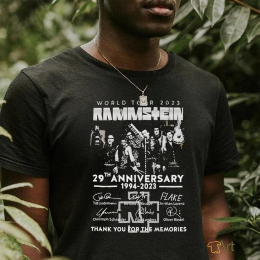 Official World Tour 2023 Rammstein 29th Anniversary 1994 – 2023 Thank You For The Memories Signatures T Shirt