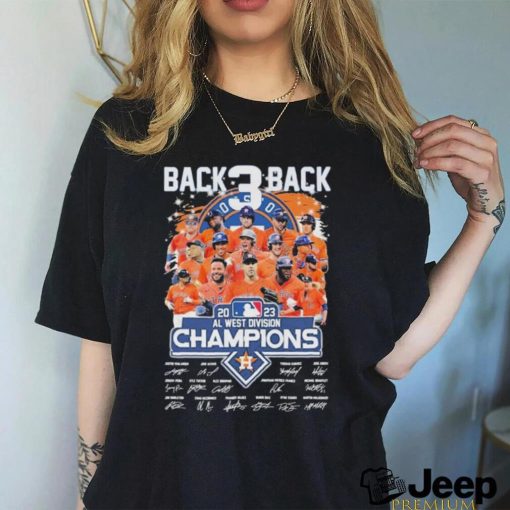 Official back 3 Back 2023 Al west division champions Houston Astros team player signatures shirt