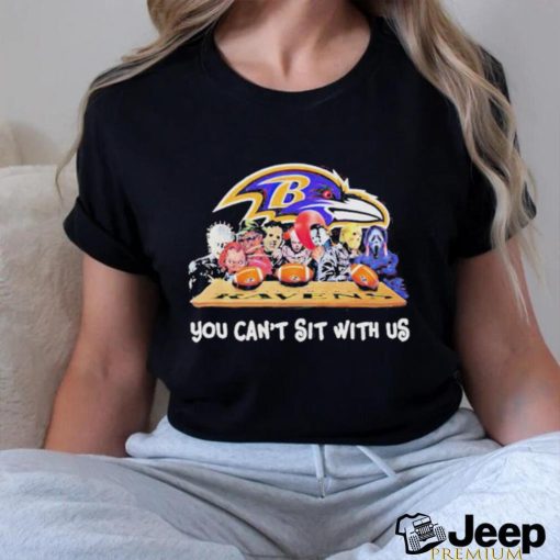 Official baltimore Ravens Horror Movies You Can’t Sit With Us Halloween T shirt