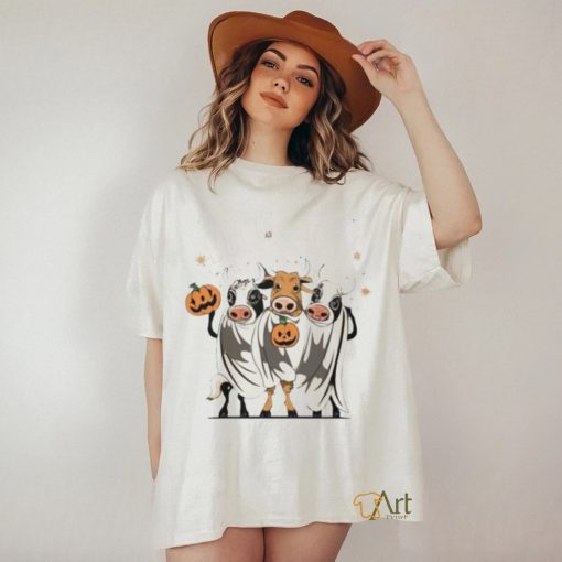 Official boo Sheet Halloween Pumpkin Cows Bull Boo Sheet 2023 Shirt