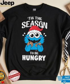 Official cookie monster hat santa tis the season to be hungry christmas shirt