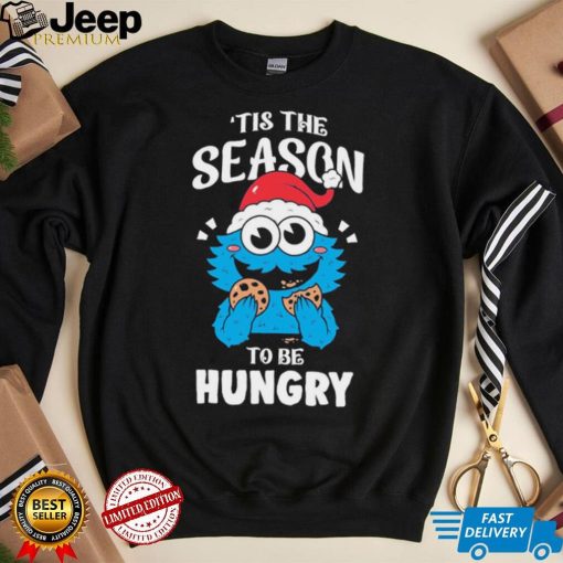 Official cookie monster hat santa tis the season to be hungry christmas shirt