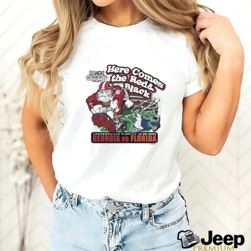 Official georgia Bulldogs Here Comes the Red & Black Georgia vs Florida Jacksonville Florida 10 28 2023 shirt