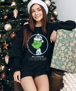 Official grinch Santa Claus I Hate People But I Love My Las Vegas Raiders Football Christmas Shirt