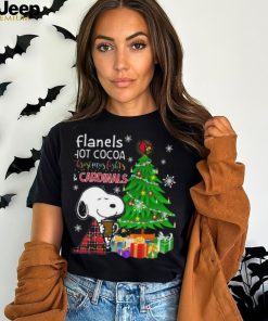 Official louisville Cardinals Snoopy Flannels Hot Cocoa Christmas Lights Tree T Shirt