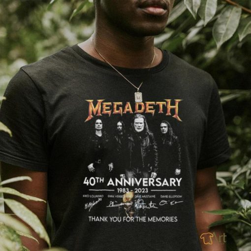 Official megadeth 40th anniversary 1983 2023 thank you for the memories signatures shirt