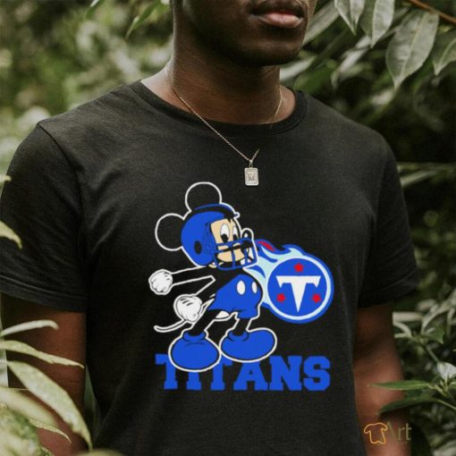 Official mickey Mouse cartoon NFL Tennessee Titans football player helmet logo shirt