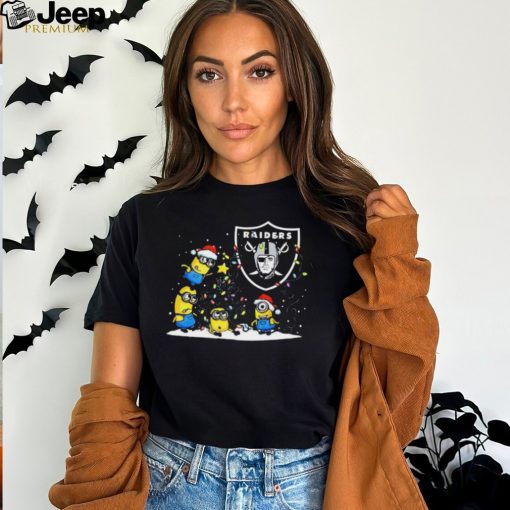 Official oakland Raiders Minions Christmas Lights T Shirt