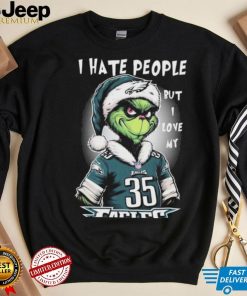 Official official I Hate People But I Love My Philadelphia Eagles Santa Grinch Christmas Shirt