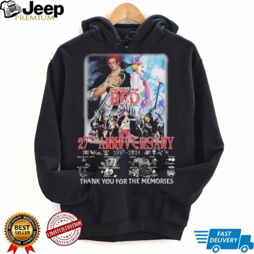 Official one Piece Red 27th Anniversary 1997 2024 thank you for the memories Signatures Shirt