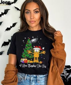 Official philadelphia Eagles Garfield I Love Eagles This Big Christmas Tree T Shirt