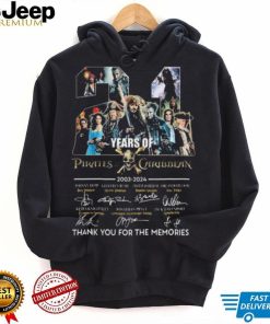 Official pirates of the Caribbean 21 Years Of 2003 2024 signatures thank you for the memories shirt