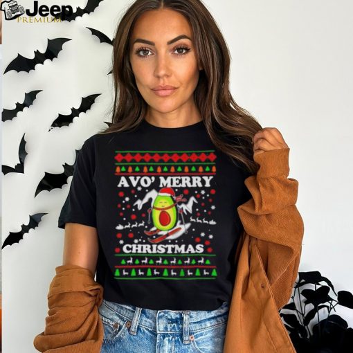 Official santa Avocado Snow Slide Merry Christmas T Shirt