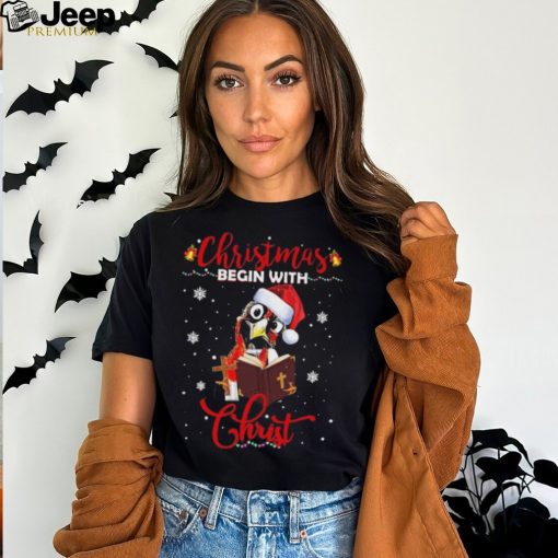 Official santa Chicken Christmas Begin With Christ T Shirt