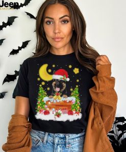 Official santa German Shepherd In The Chimney Christmas Tree Moonlight T Shirt